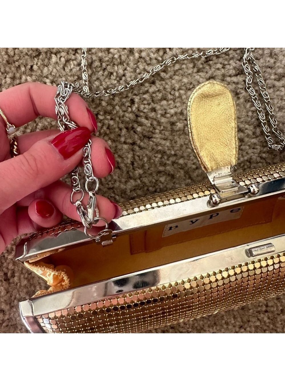 Hype Gold Disco Ball Cylinder Purse - Picture 5 of 10